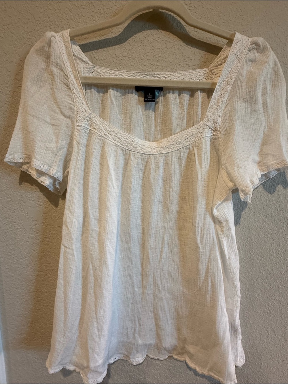 Chaps Cream Square Neck Peasant Blouse